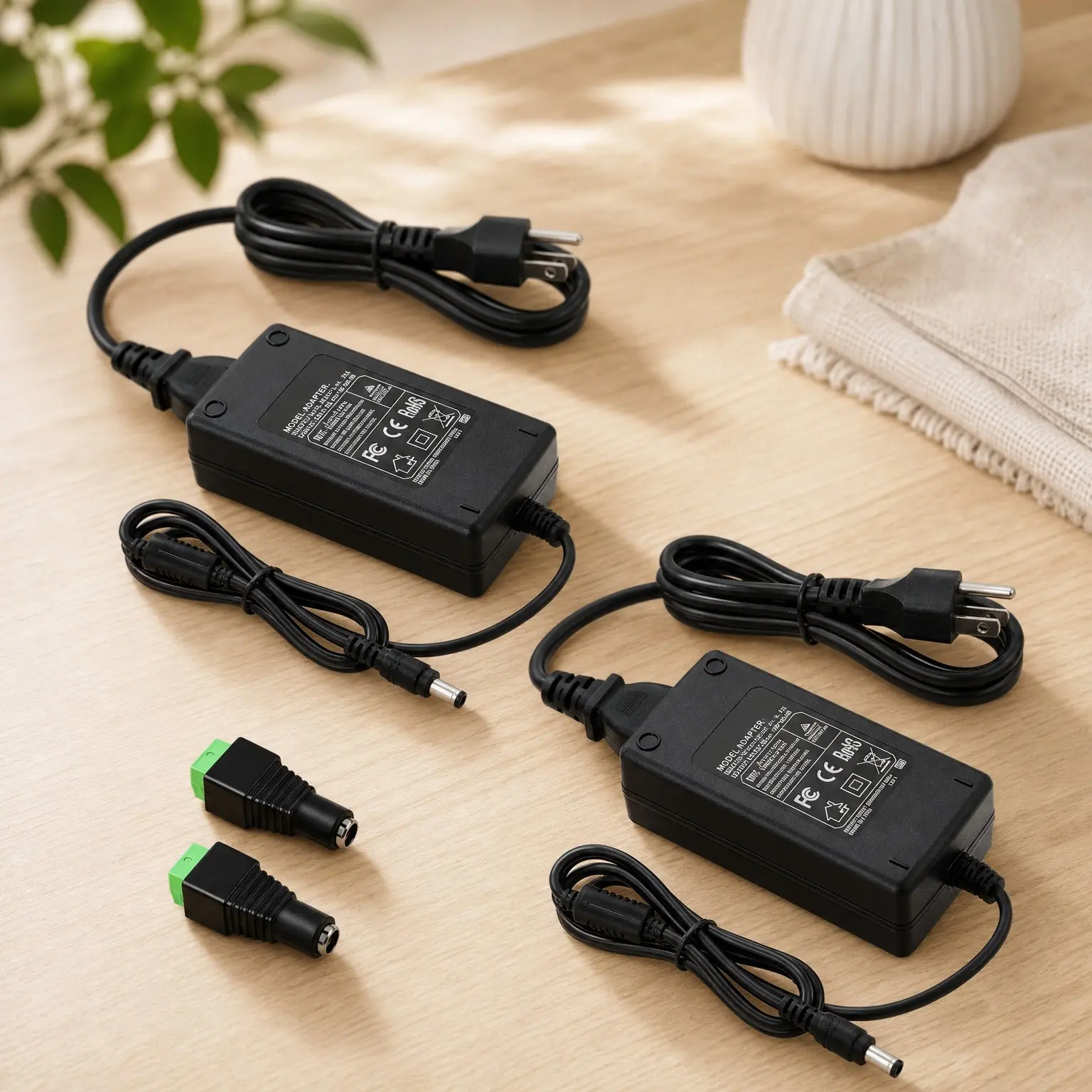 12V 5A Power Supply AC/DC Adapter 100-240V 50/60Hz to 12VDC 60W, 2 Pack, 5.5x2.5/2.1mm Plug, 12V Transformer for LED Lights CCTV Cameras MonitorsGift