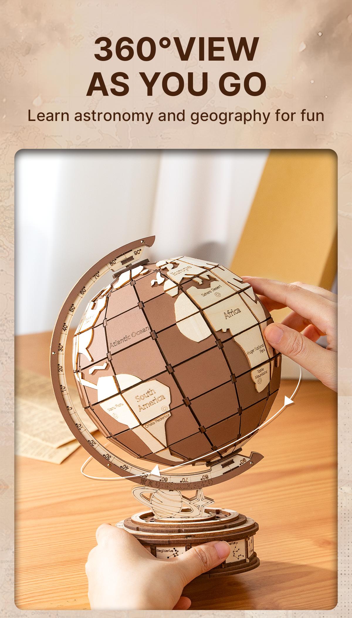 Rolife Global Wonders 3D Wooden Puzzle TGM01 ROBOTIME 3D Wooden Puzzle for Adults Global Wonders DIY Model Kit to Build Wooden Craft Kits for Teens Educational Brain Teaser Assembly Toy Unique Gift