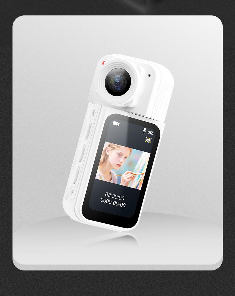 WIXUN-1080P mini magnetic thumb sports camera, 180 ° rotating camera, 1.47-inch IPS high-definition display screen, equipped with 16GB TF card, suitable for daily photography/videography, outdoor activities, law enforcement scenes