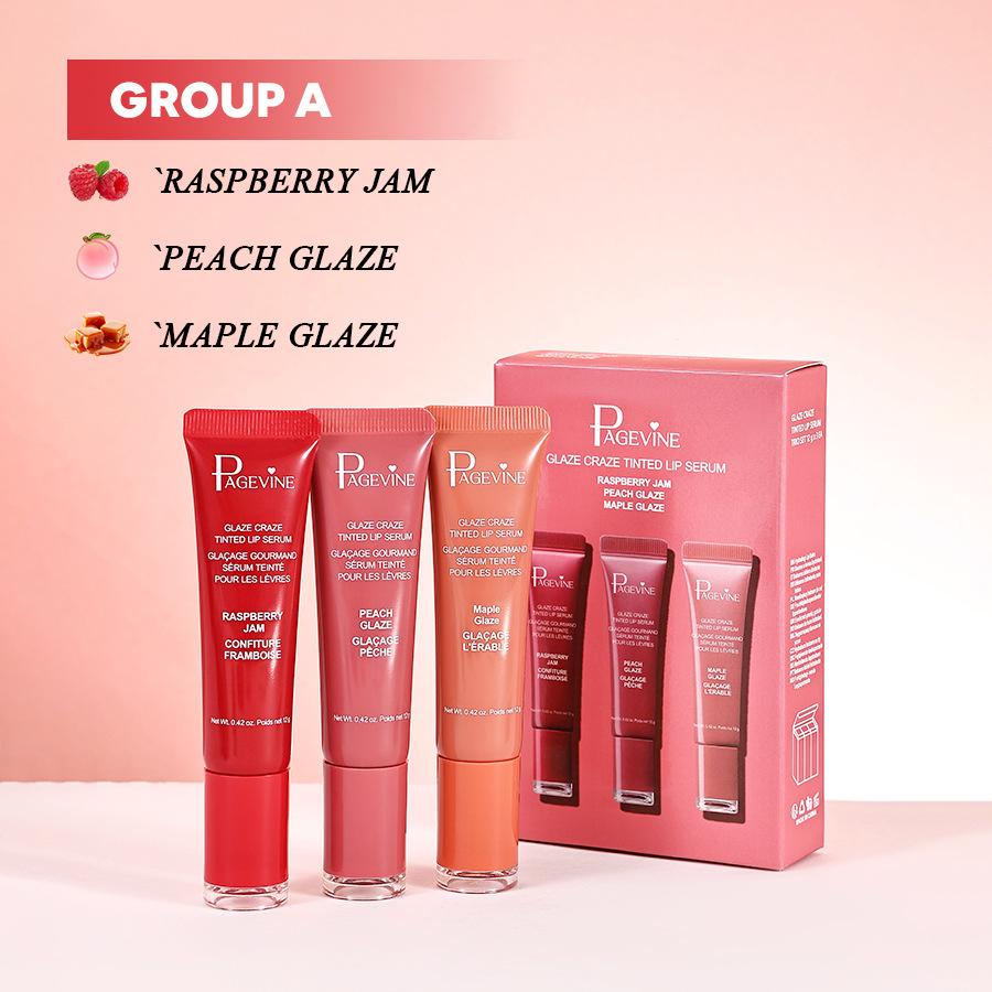 Page Vine Lip Gloss Set, Liquid Lipstick & Balm Trio, Moisturizing Long-Lasting Formula, Berry Color, Perfect for Women