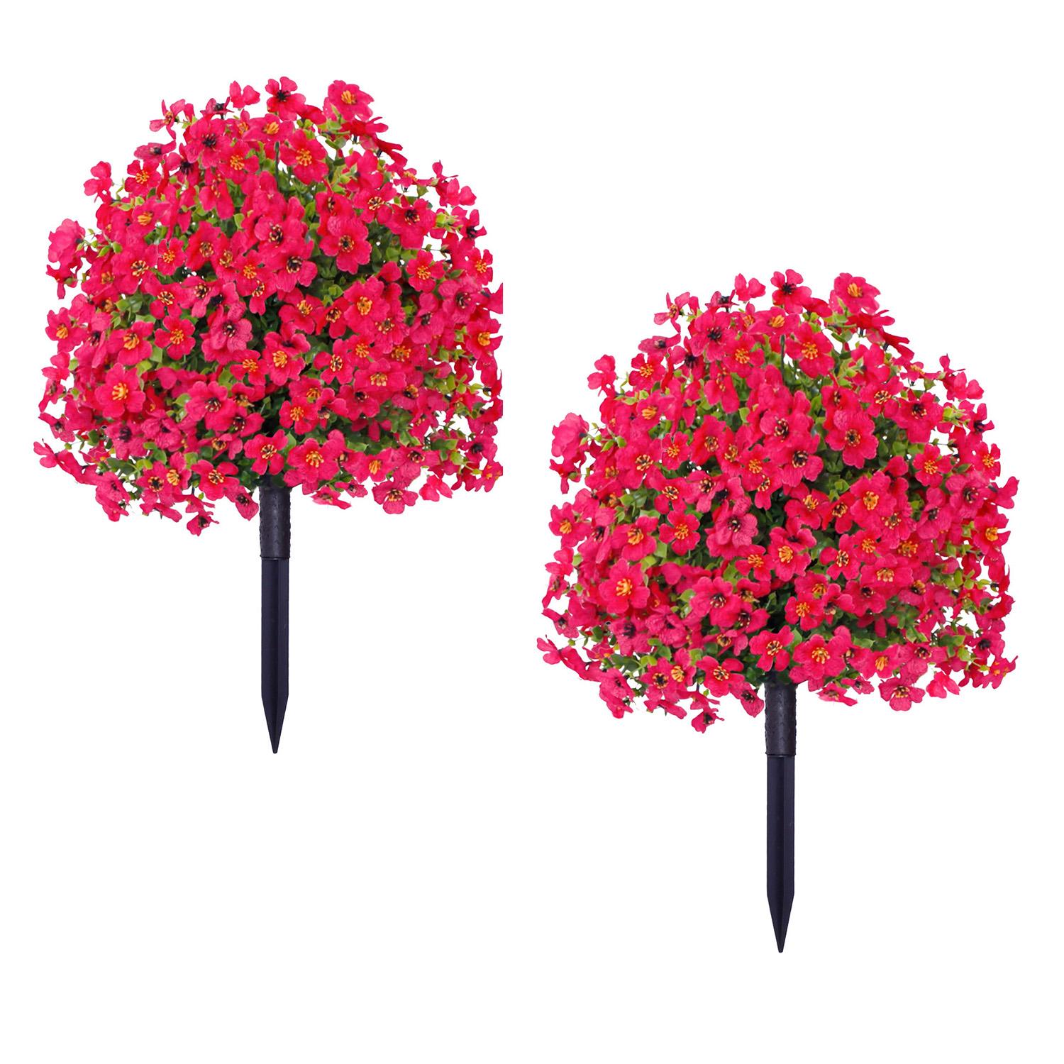 21 Inch Artificial Flower Stake Outdoor Decor - Multi-Color Garden Stakes for Yard & Lawn, No Fade Heavy Duty Plastic, All Season Decoration (Mixed Color)