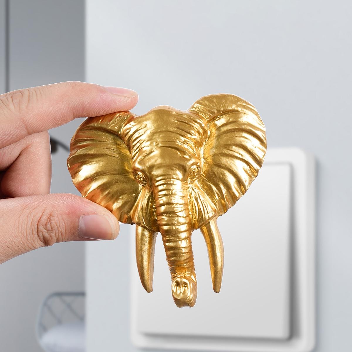 Resin Elephant Head Switch Decor Sticker, Lion Head Switch Decoration Craft, Indoor Wall Art, All Seasons Use