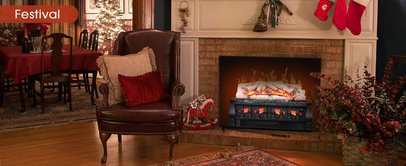 R.W.FLAME Electric Fireplace Log Heater,Remote Control, Adjustable Flame Brightness, Realistic Ember Bed, Overheat Protection, For Home and Office, 750W/1500W