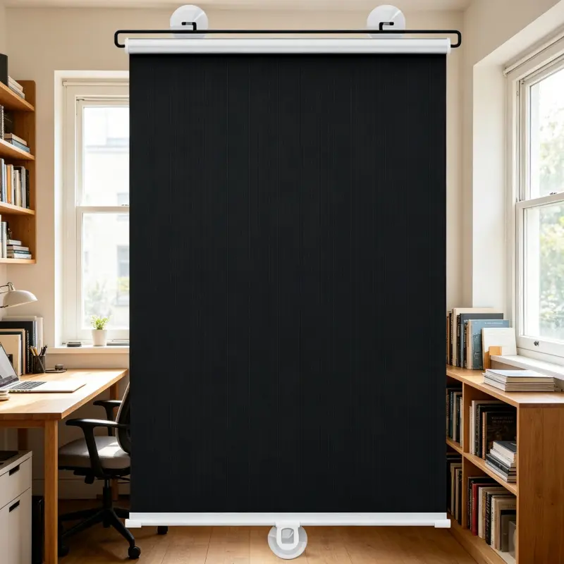 Portable Suction Mount Roller Blind Drill Free Installation 100% Blackout Vertical Texture Fabric Temporary Window Shade For Home Study Lazy Blinds No Drill