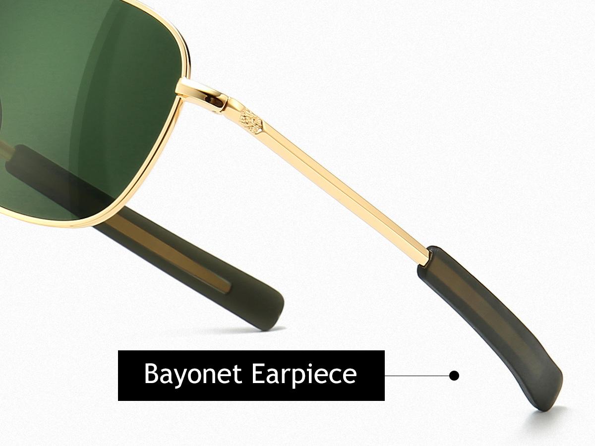 SUNGAIT Men's Military Polarized Aviator Sunglasses UV400 Protection Unisex HD Lens Bayonet Temples for Outdoor Activities