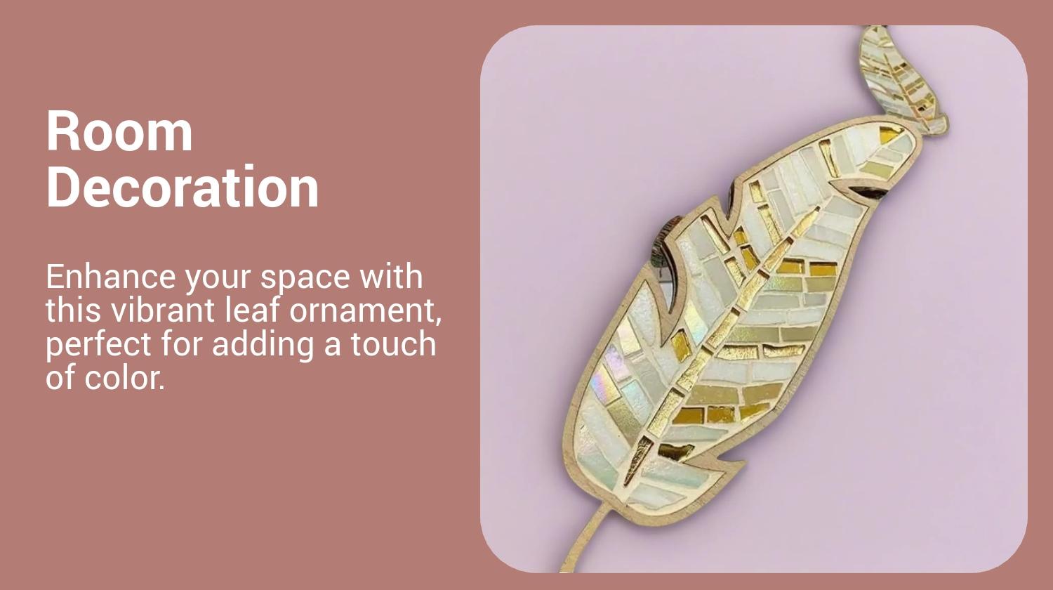 Christmas DIY Mosaic Craft Kit, 1 Set Colorful Leaf Shaped Ornament, Creative DIY Feather Shaped Craft Kit, Party Gift for Friends & Family, Room Decor Gift for Mom, Women, Girlfriend