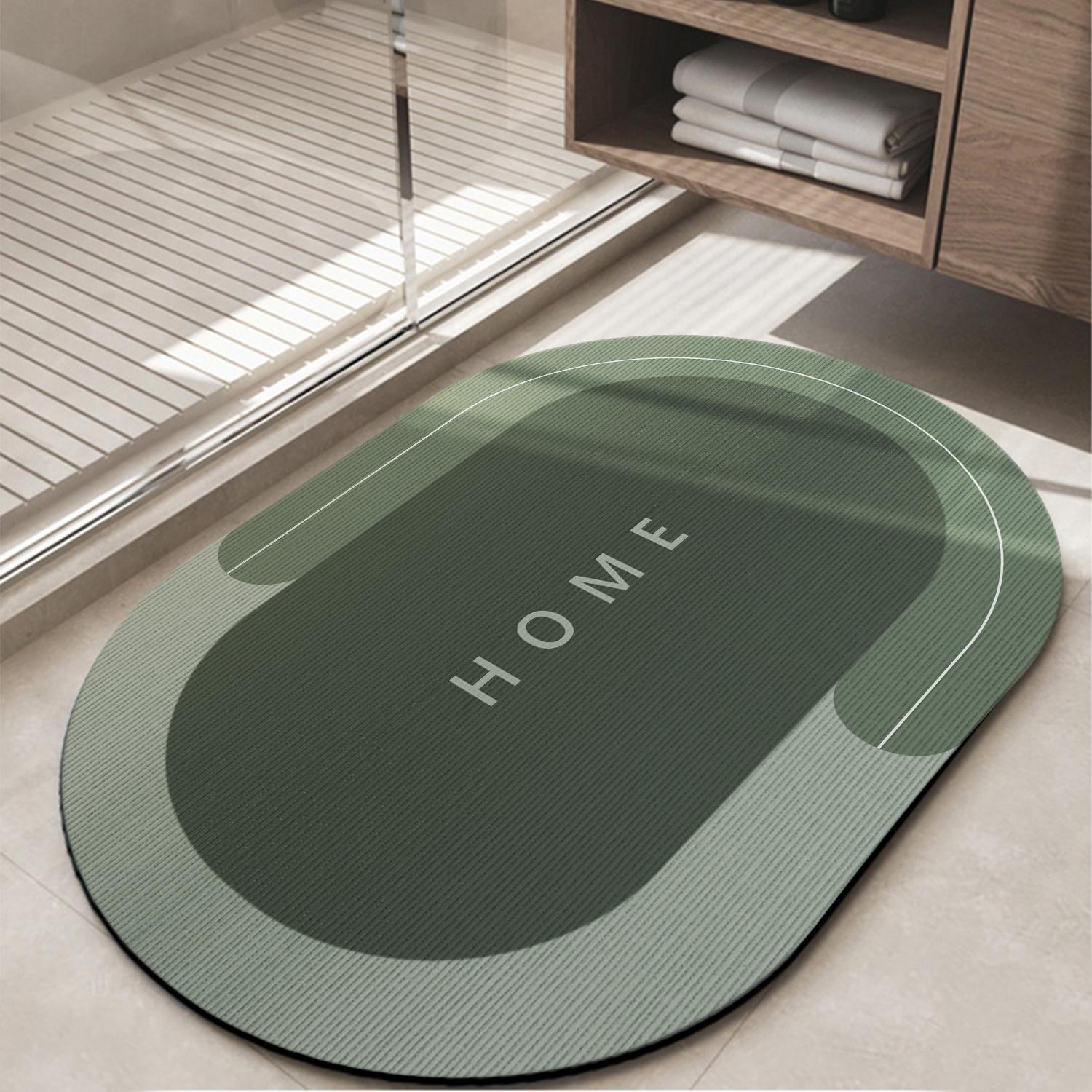 Soft Oval Microfiber Velvet Bath Mat 15.7x23.6 Inch, Super Absorbent, Fast Drying, Scratch Resistant, Non-Slip Rubber Backing, Washable Mildew-Proof Floor Mat for Home Bathroom Shower