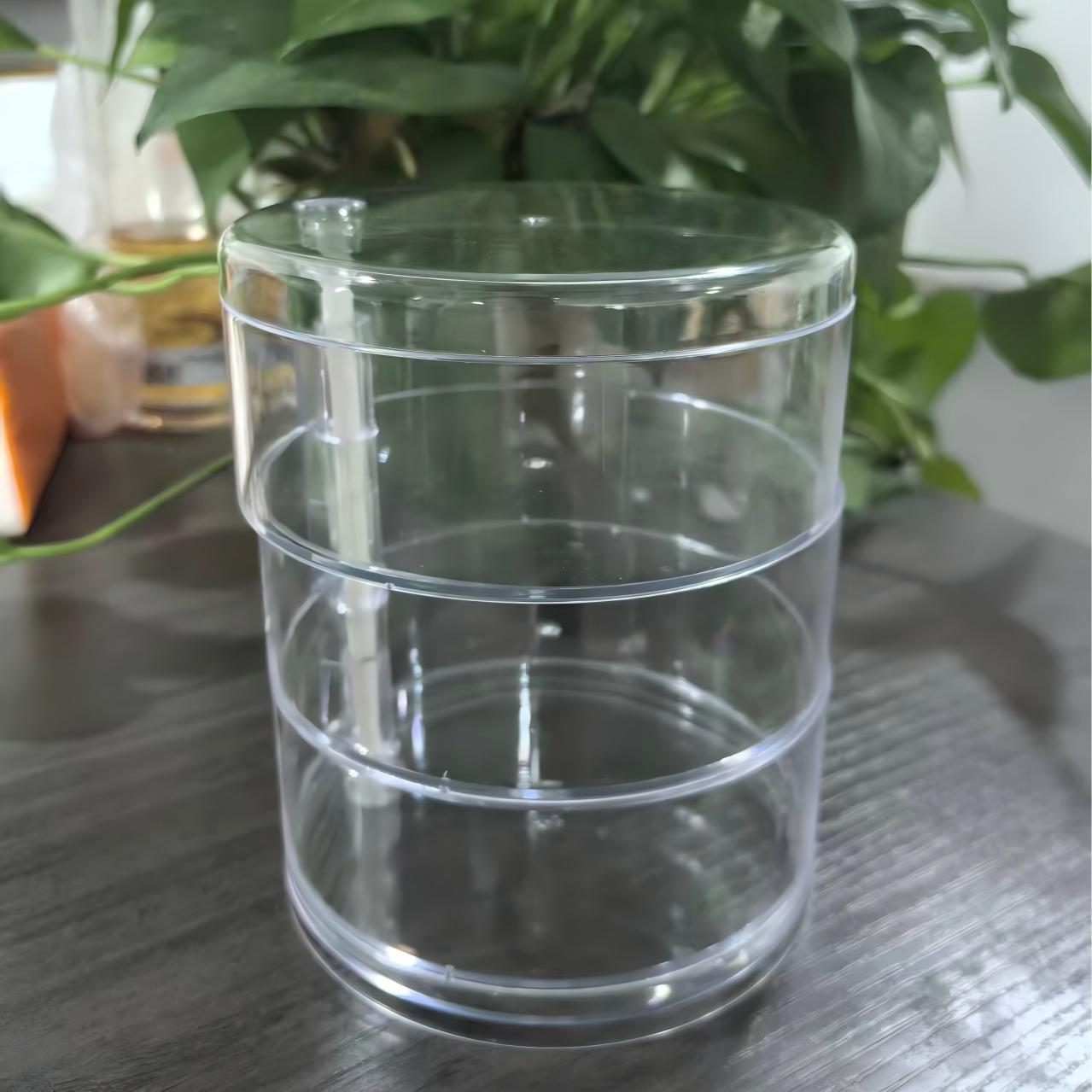 Transparent Jewelry Box for Women, Lipstick Organizer, Small Items Storage, Earrings Pins Holder, Rotating Sorting Box