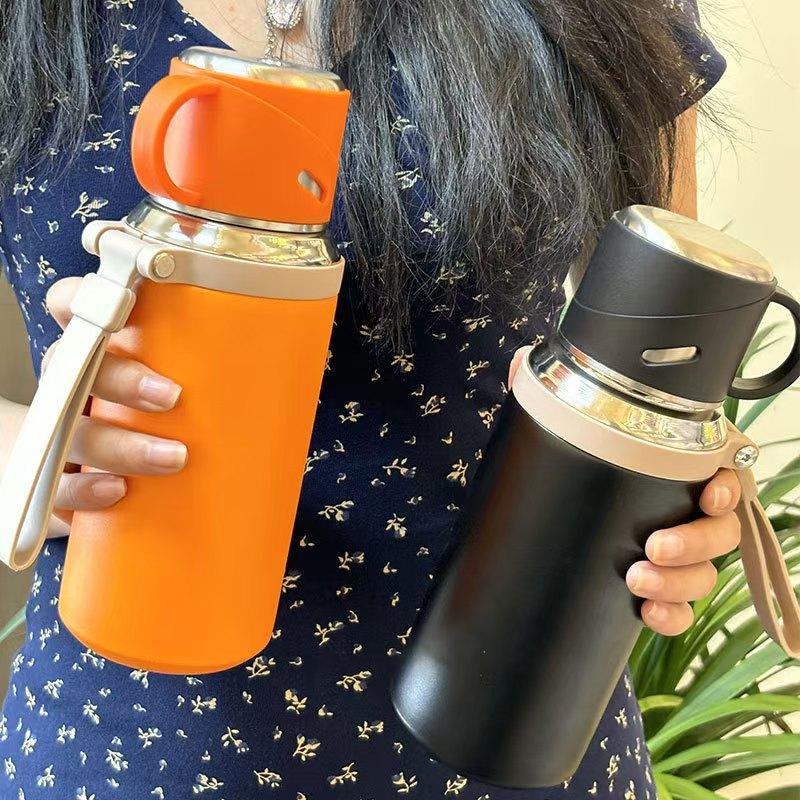 20.29oz Stainless Steel Water Bottle with Dual-Layer Insulation Leak-Proof Lid, Ideal for Camping Office Gift, Cold & Hot Use