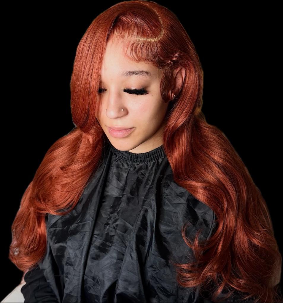 Bling Hair Reddish Brown Color Wigs Human Hair 13x4 Body Wave Lace Frontal Wig 180% Density Transparent Lace Front Wigs For Women