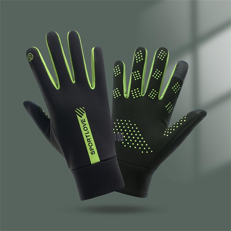 Windproof Waterproof Warm Full-Finger Gloves, Fleece Lined Thick Touchscreen Anti-Slip, Adjustable Wrist Strap, Outdoor Sports Gear