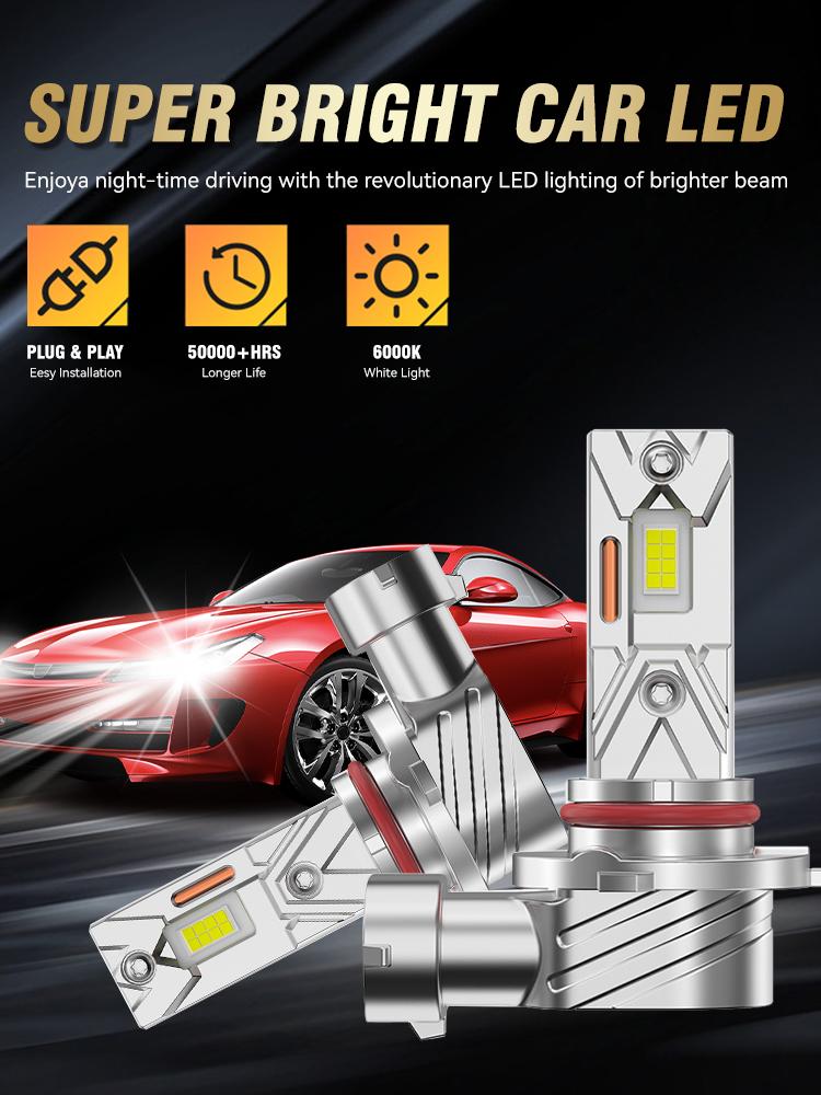 2Pcs 50000LM H7 H4 H1 H11 H8 H9 LED Headlight Bulbs Fanless 6000K White 9005 HB3 High Low Beam 9006 HB4 Vehicle Light Driving Lamp 12V