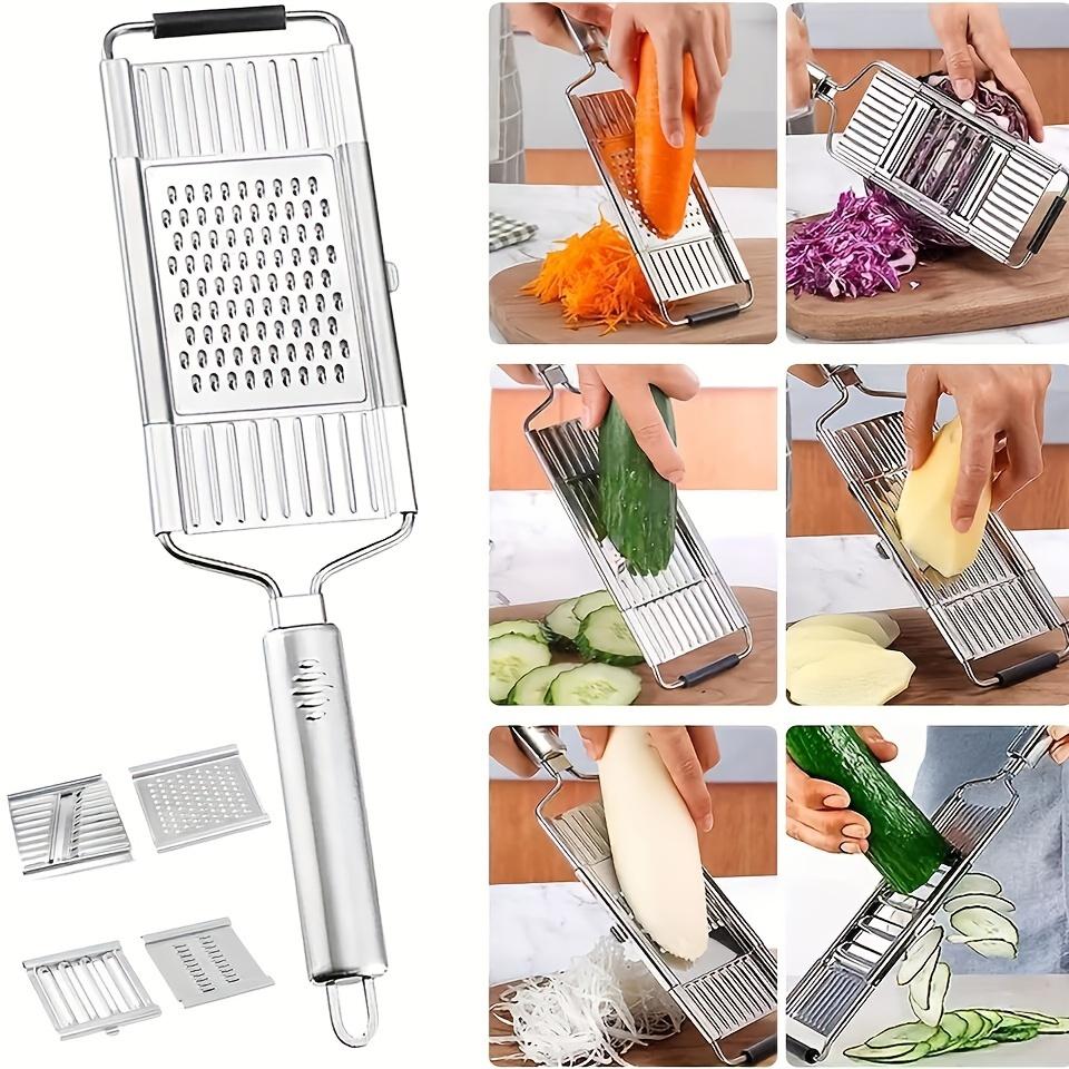 Stainless Steel 4 in 1 Multi-Purpose Vegetable Slicer Cheese Grater Kitchen Hand-held Shredder,Multi-purpose Efficient Great for Families
