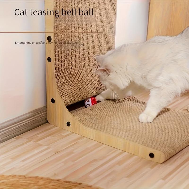 Extra Large L Cat Scratching Post and Toy, Scratch Column, Space-Saving Design for Indoor Cats, Durable Corrugated Material