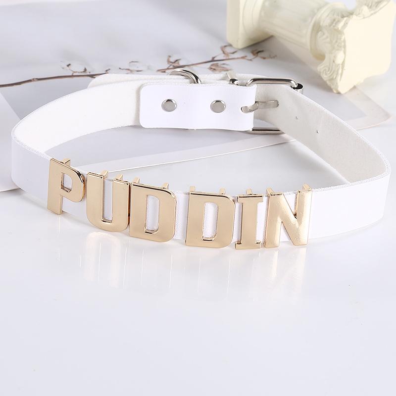 Women's Harley-Style Leather Short Neckband Choker Necklace with Letter Print - Punk Look Cosplay Accessory for Daily Party Outfits, Adult Use, Choker Fit