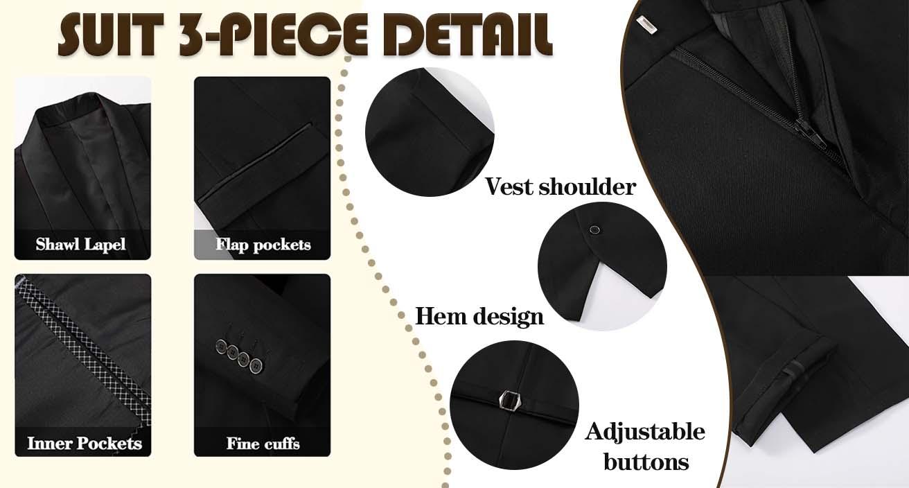 Elegant Three-Piece Men's Suit in British Style with Shawl Collar for Business Banquets Weddings and Other Events Menswear Classic Formal Long Sleeve Plain Fashion Set