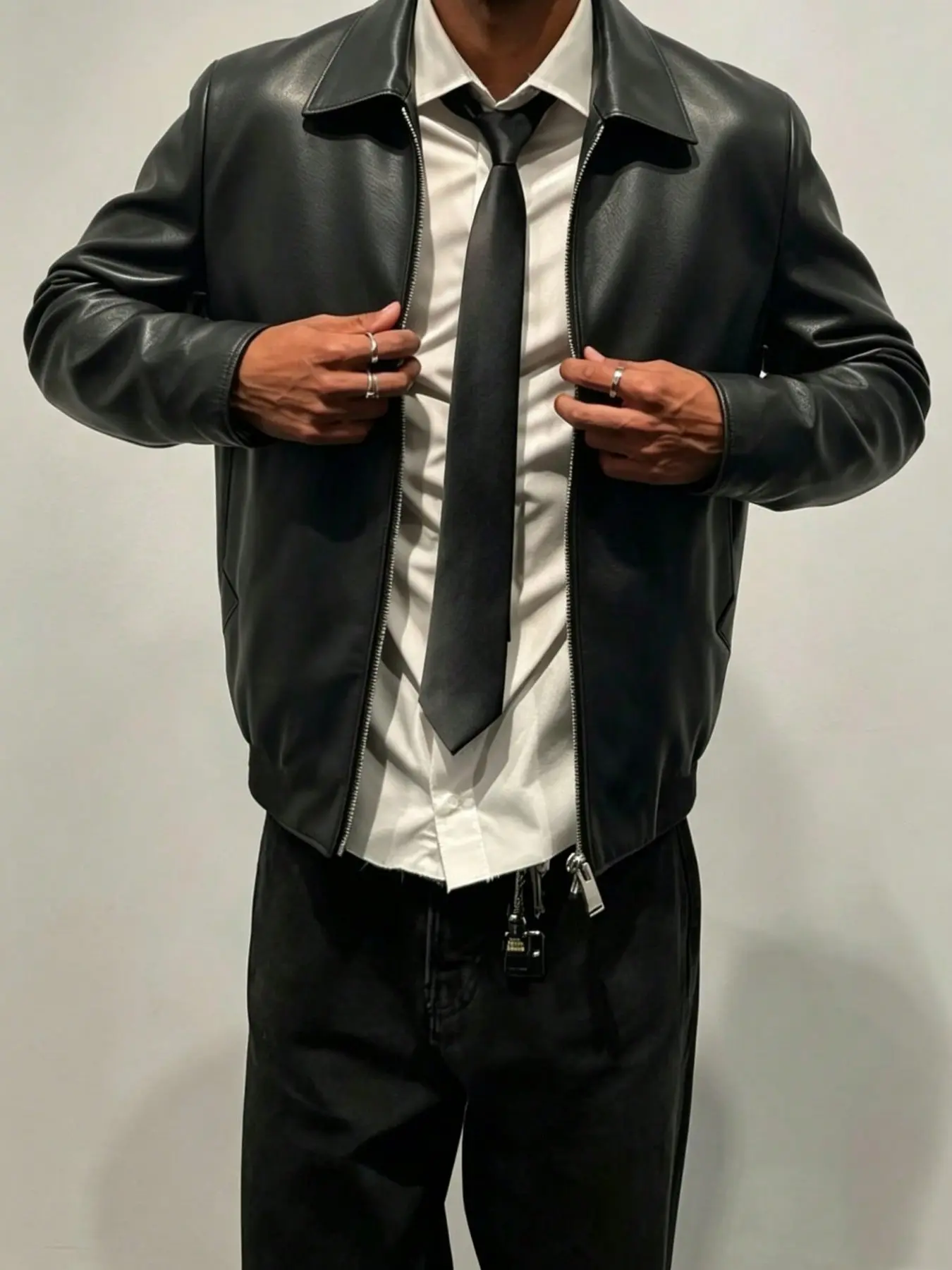 Men's Fashion Casual PU Leather Slim Fit Long Sleeve Jacket, Urban Jacket, Perfect Gift for Friends, Husband, Boyfriend, Grunge Style, Couples' Apparel