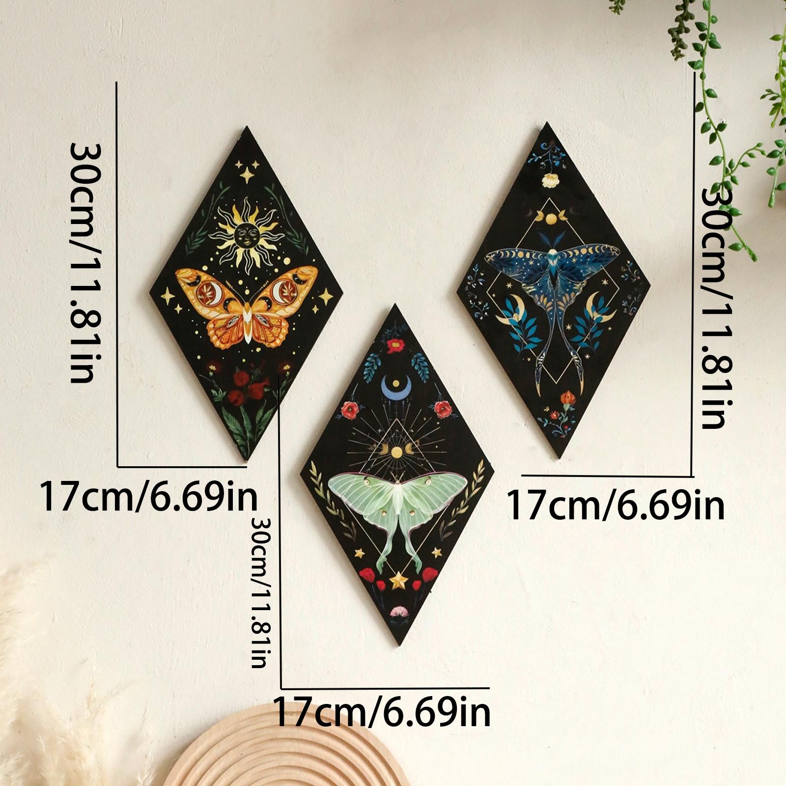 Wooden Butterfly & Moon & Star Pattern Wall Art, 3 Counts Boho Style Wall Decor, Wall Hanging Decor for Home Living Room Bedroom