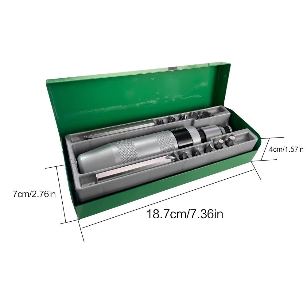 Professional 13-Piece Impact Driver Kit - High Torque Durable Tool Set with Multi-Function Bits, Metal Chisel, Screw Extractor for Automotive Mechanics, Ergonomic Grip Design, pro-Grade Repair Tools