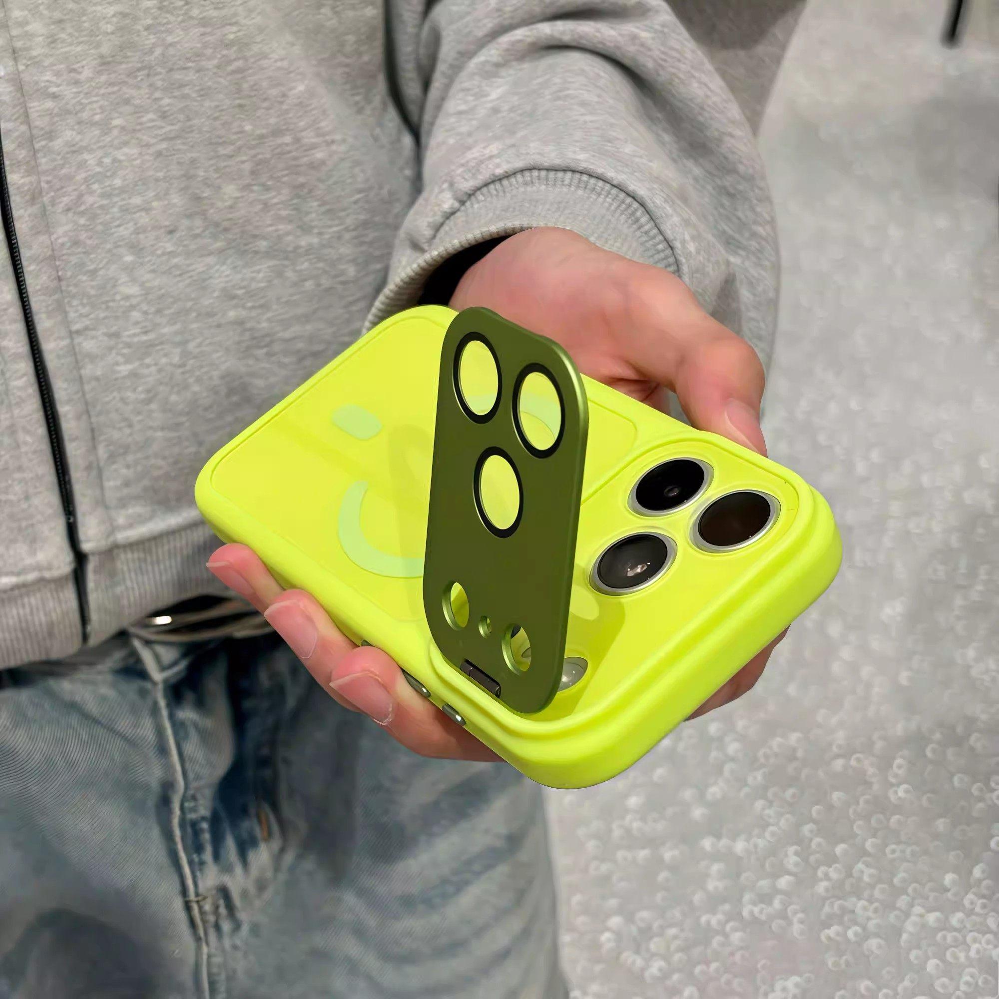 With Stand Magnetic Phone Case for iPhone17/16/15/14/13/12 Pro Max Lens Full Cover 17 Pro Silicone Case 16 Pro Max Handheld Shooting