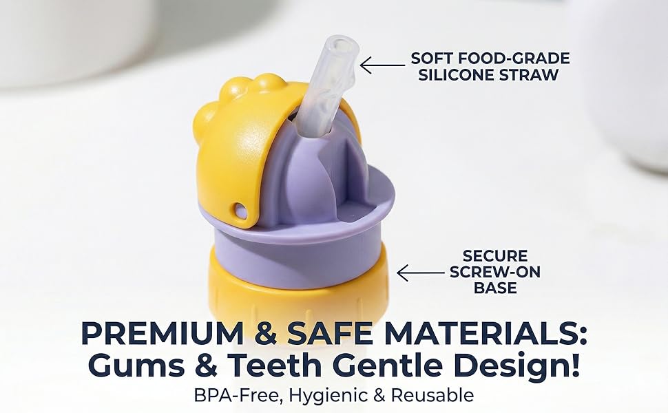 Kids Water Bottle Spout Conversion Cap with Straw Eco Reusable Universal Straw Lid Flip Top Spout Converter Spill-Proof Replacement Top (All) bamboo straws Colorful Soda Can Lids Dual-Function Tumbler Organizer Rack silicone cover dabber