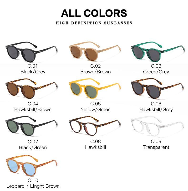 Retro Round Sunglasses Men Women Fashion Small Polarized Sun Glasses For Male Female Literary Vintage Shades Driving Eyeglasses Trendy Vintage Sunglasses