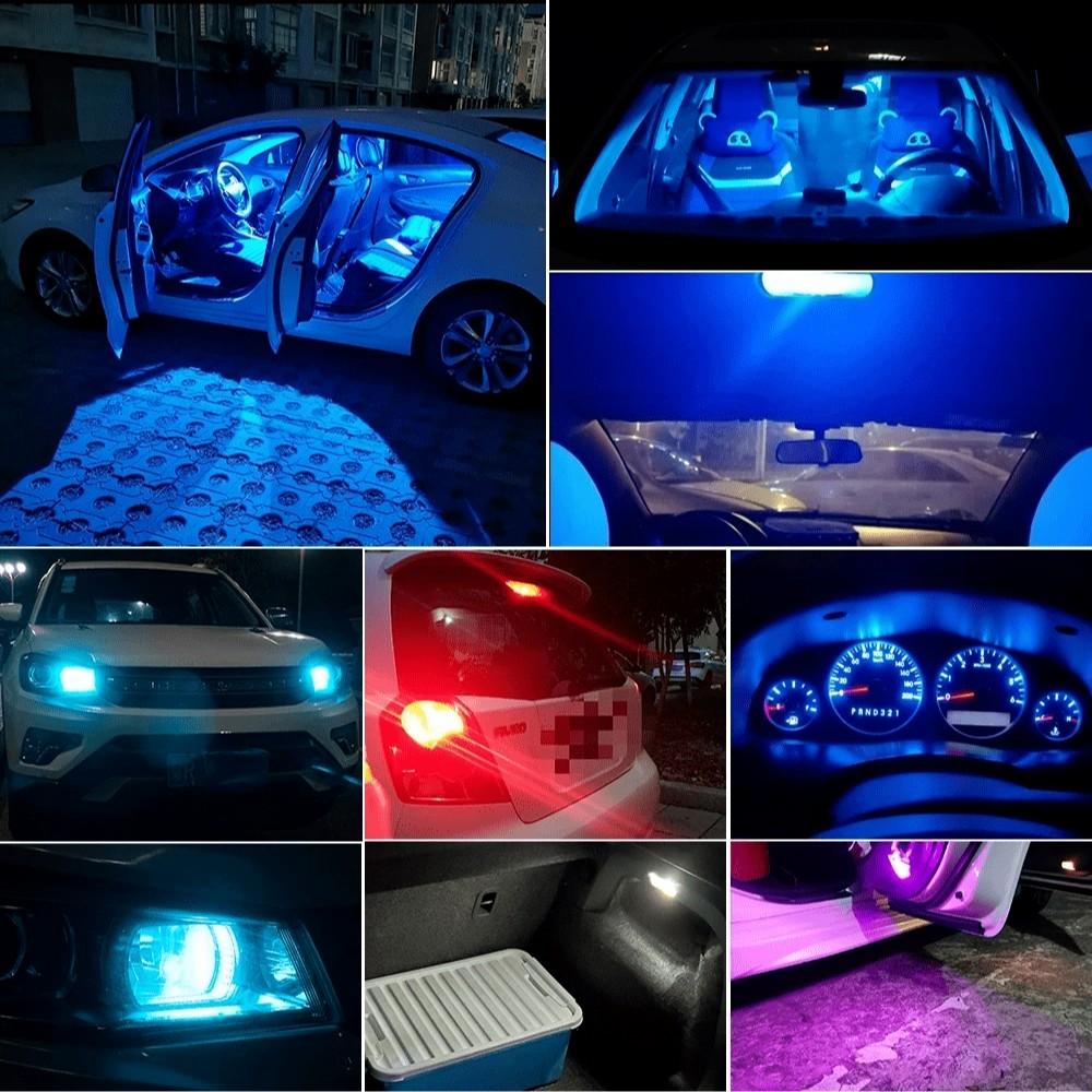 10pcs LED Light T10 COB W5w Y5w 168 194 for Car Interiors, Dome Lights, Parking Lights, Number Plate Lights, 12V Blue Lamps