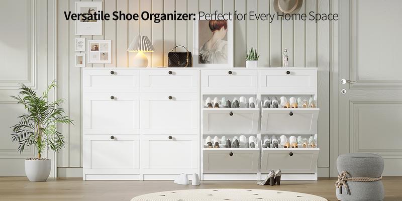 VOWNER Shoe Cabinet with Drawers,Shoe Racks Storage Cabinet with 2 Storage Drawers for Entryway,Living Romm,Bedroom Organizer VOWNER Shoe Cabinet with Drawers,Shoe Racks Storage Cabinet with 2 Storage Drawers for Entryway,Living Romm,Bedroom Organizer
