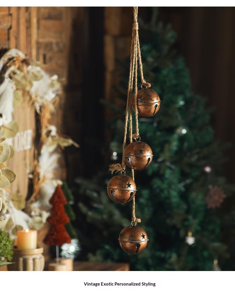 Decorative Golden Bell Pendant with Hemp Rope, Vintage Home Decoration for Festive Occasions, Cute and Lovely Design