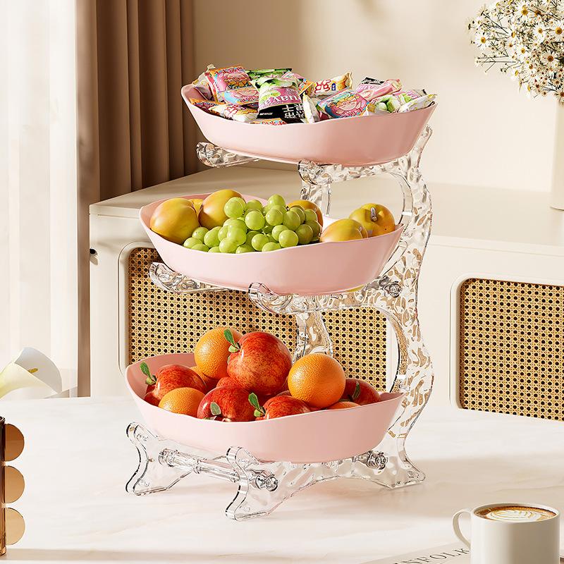 Three-Tier Fruit Basket with Stand, Detachable Snack/nut/cake/dessert/vegetable Storage Box, Perfect Kitchen Counter Organizer