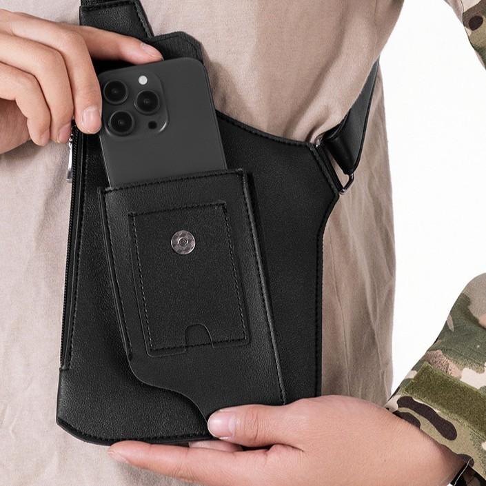 Adjustable Underarm Shoulder Bag for Men and Women-Anti-theft Hidden Storage for Cell Phones and Other Hunting and Outdoor Gear,Premium Leather.