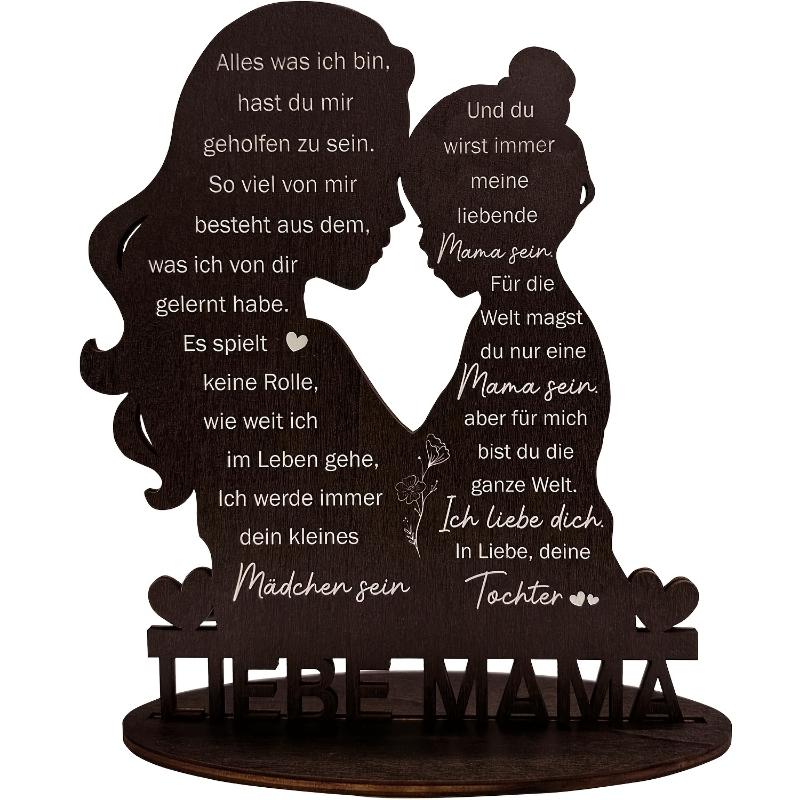 2D Plane Mother-Daughter Gift, Mom Birthday Gift, Love Mom Wooden Sign, Daughter's Gift for Mom, Christmas Calendar