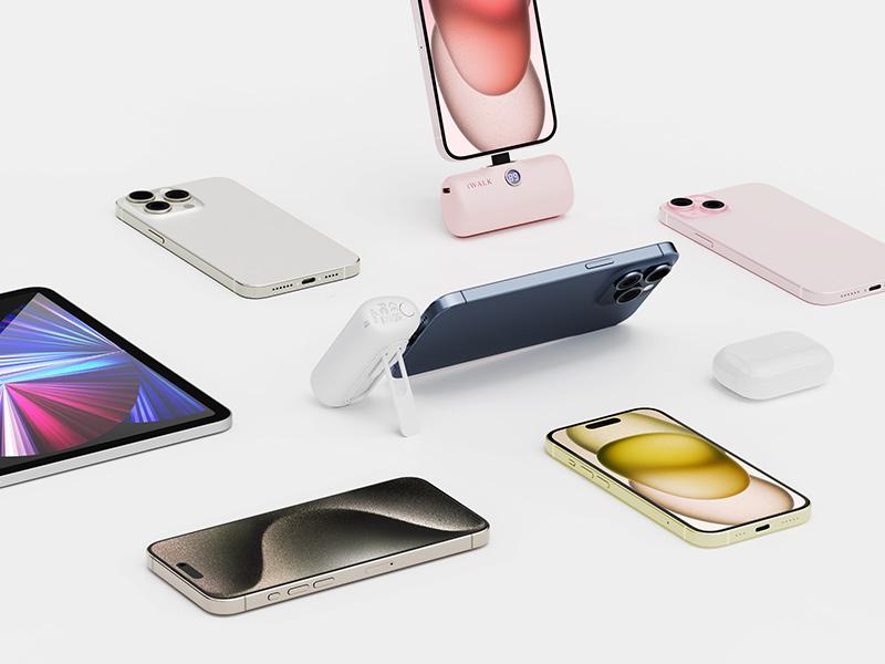 iWALK 20W PD Mini Charger 5000mAh Capacity Fast Charge for iPhone17/16/15/Samsung Daily Carry Pink Rechargeable Battery Pack Usb Portable Power Device Plug Foldable Metal power bank