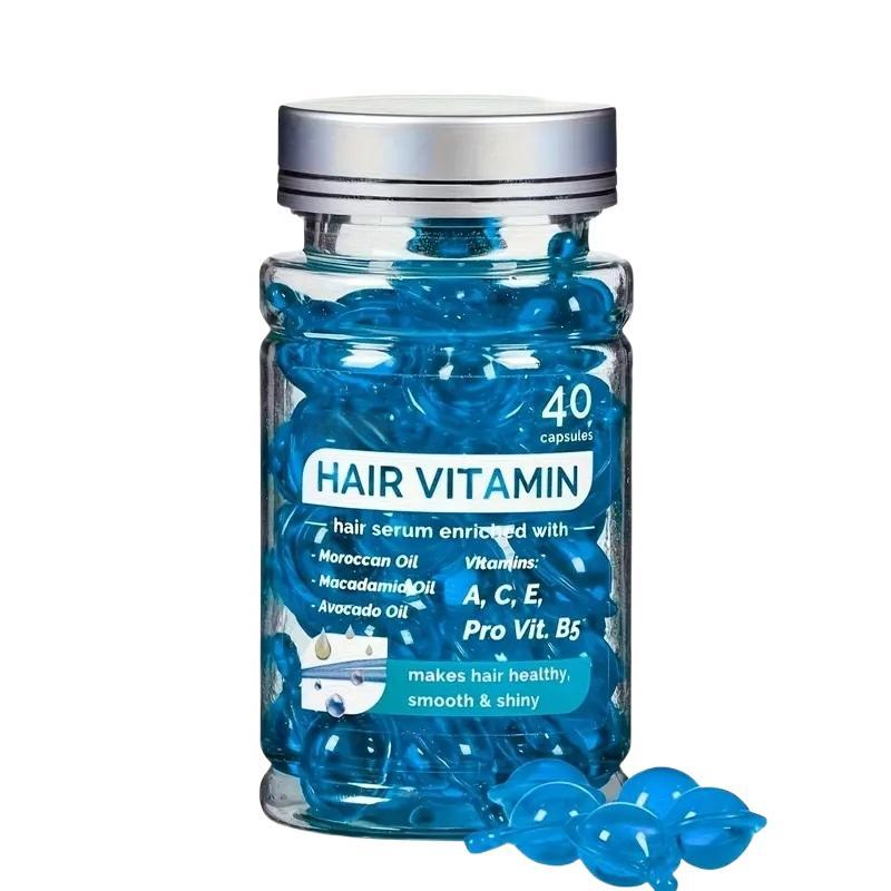Hair Vitamin Essence Capsules, Haircare Serum, Leave-In Hair Repair Treatment Serum with Moroccan Argan and Avocado Oil plus Vitamins A, C, E and Pro B5, Nourishing Hair, Helps Strengthen and Nourish Hair for Men and Women