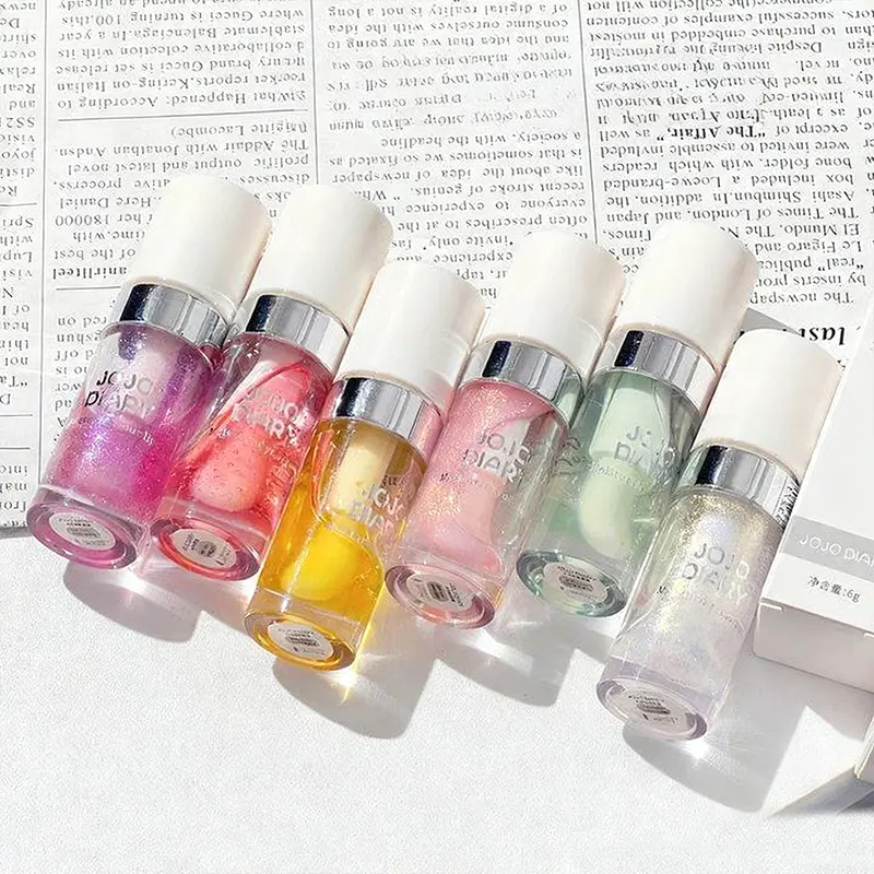 6-pack Silver-Edged Glossy Plump Lip Gloss, Moisturizing and Hydrating, Layerable Lip Oil, Glass Lip Shine, Lip Care