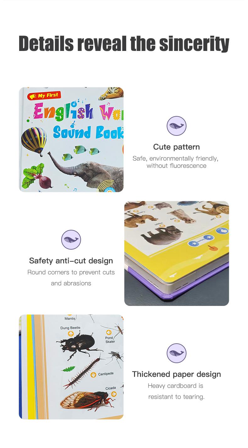 The 2026 new edition of "My First English Word Pronunciation Book" contains over 470 words and 21 themes. It is an interactive toy suitable for children aged 1 to 9, an ideal gift for schools and education, with piano keys and sound effects. Book.