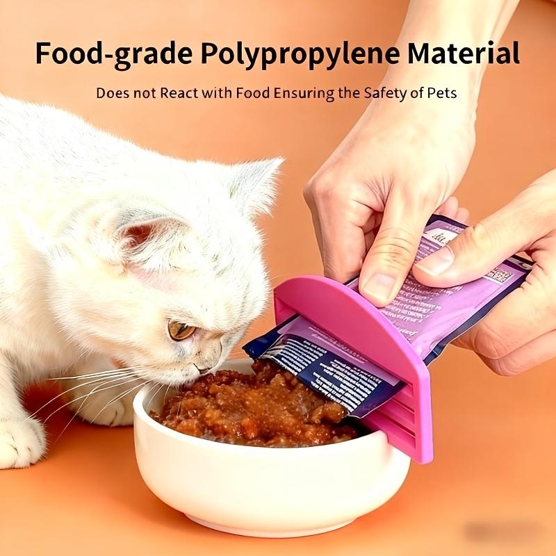 Cat Food Dispenser, Plastic Pet Food Distributor, Non-Slip Base, Easy Open Lid, One-Button Operation, No Assembly, Compact Design