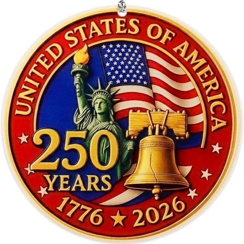 United States 250th Anniversary Ornament, 2D Acrylic Usa Hanging, Patriotic American Flag Decor, Gift for Us Citizens, Collector's Item