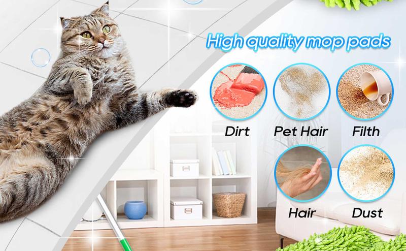 KEEPOW Dry Sweeping/Wet Mopping Cloths for Swiffer Sweeper Mop Deluxe Reusable & Washable Microfiber Mop Pads for All 10 Inches Flat Mop (Mop is Not Included)