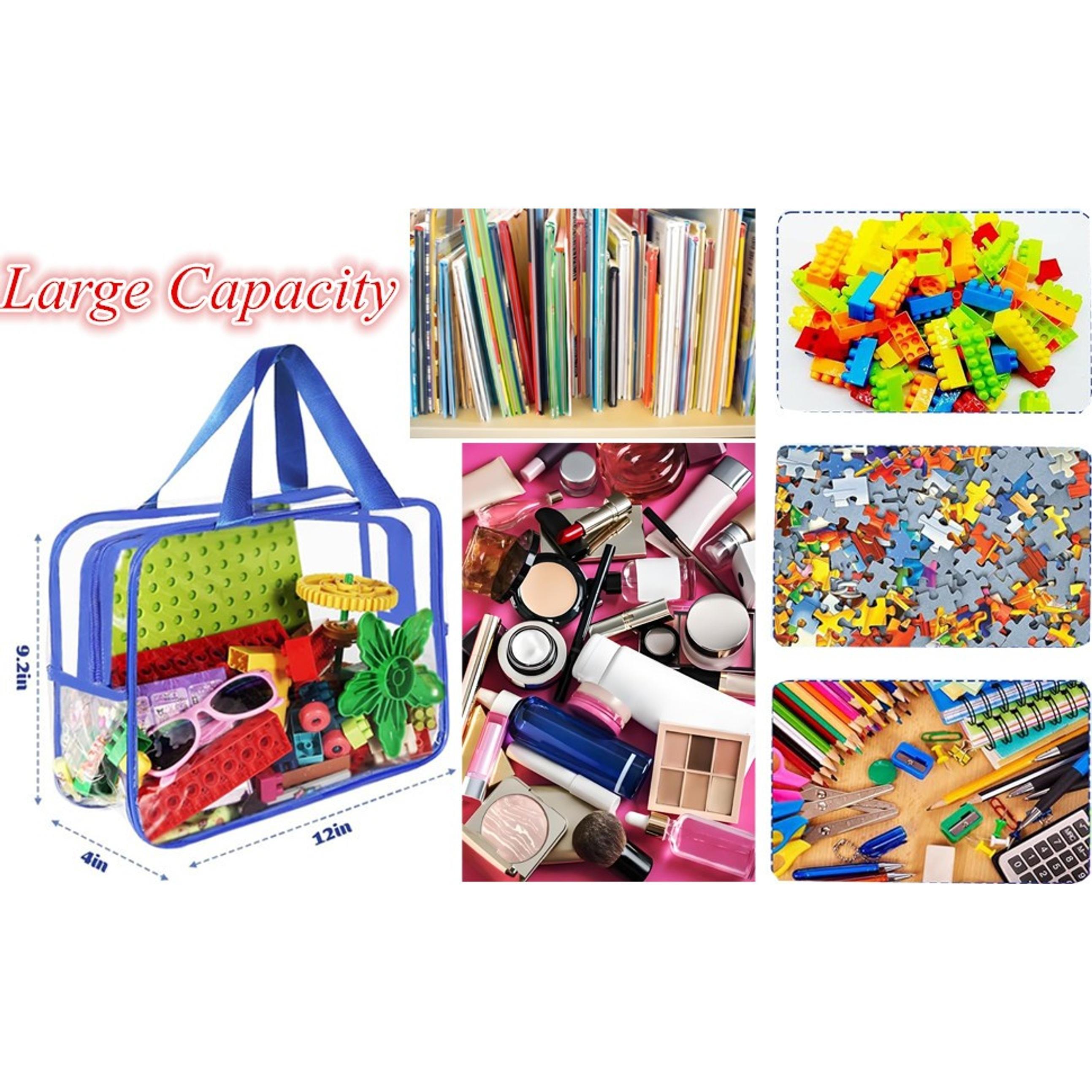 4 Pcs Clear PVC Zipper Storage Bags, Waterproof Travel Organizers with Labels for Building Blocks, Puzzles, Books (Multicolor) 4 Pcs Clear PVC Zipper Storage Bags, Waterproof Travel Organizers with Labels for Building Blocks, Puzzles, Books (Multicolor)