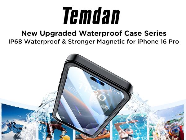 [3-in-1] Temdan Phone Case|Built in Screen Protector|Camera Lens Protector for iPhone 17/16/15/14 Pro Max/Pro/Plus/Air Case Waterproof, Shockproof, Magnetic Charging,Swimming, Snorkeling, Hiking, Riding, Boating, SummerBeach
