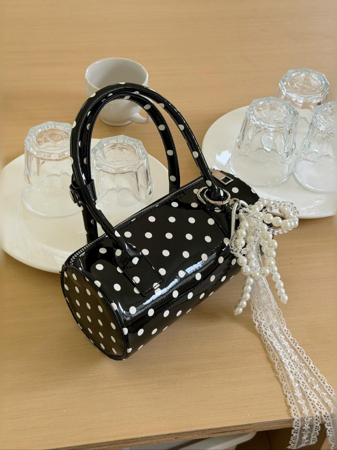 2026 New Fashion Polka Dot Handbag for Women, Elegant Daily Shoulder Bag, Commute Casual Fashionable Crossbody Bag, Versatile Canvas Baguette Bag