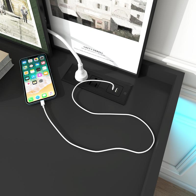 Dresser with LED Light, Modern Chest of Drawers for Closet, Wide Drawer Organizer Cabinet for Bedroom, Living Room, Entryway, Hallway, White/Black