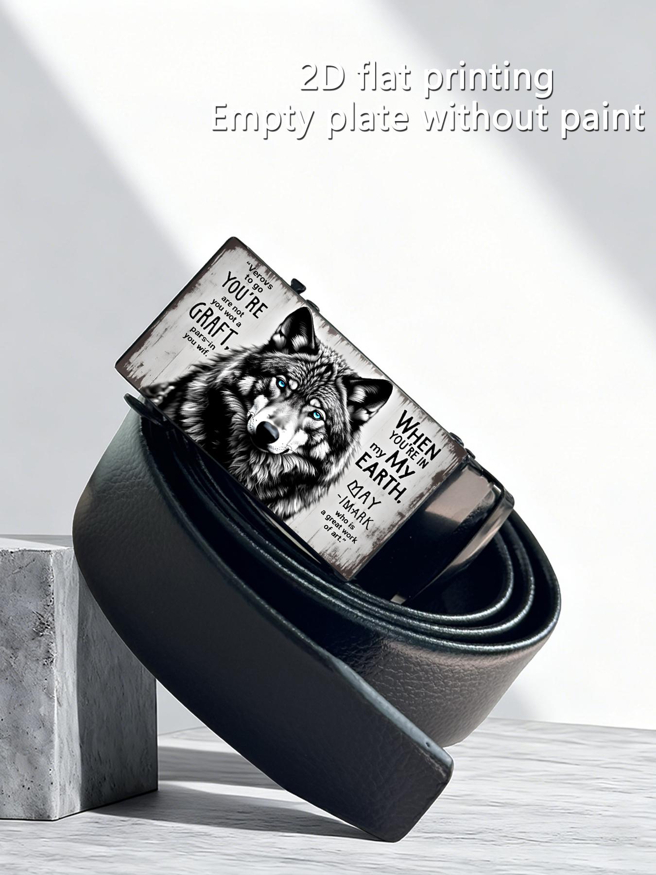A 2D wild charm and wolf pattern art design, suitable for business and casual occasions, with an automatic buckle, ideal as a gift for Father's Day and Valentine's Day.