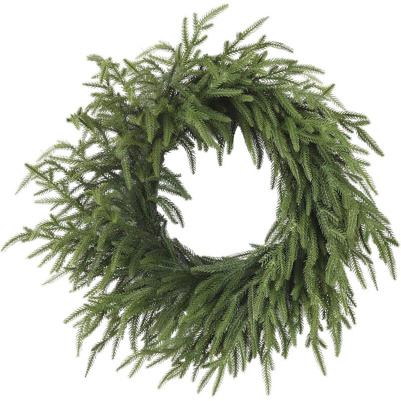 23.6 Inch Realistic Christmas Wreath, Soft Bendable Front Door Decor, Winter Outdoor Wall Window Decoration, Indoor Thanksgiving Xmas Ornament