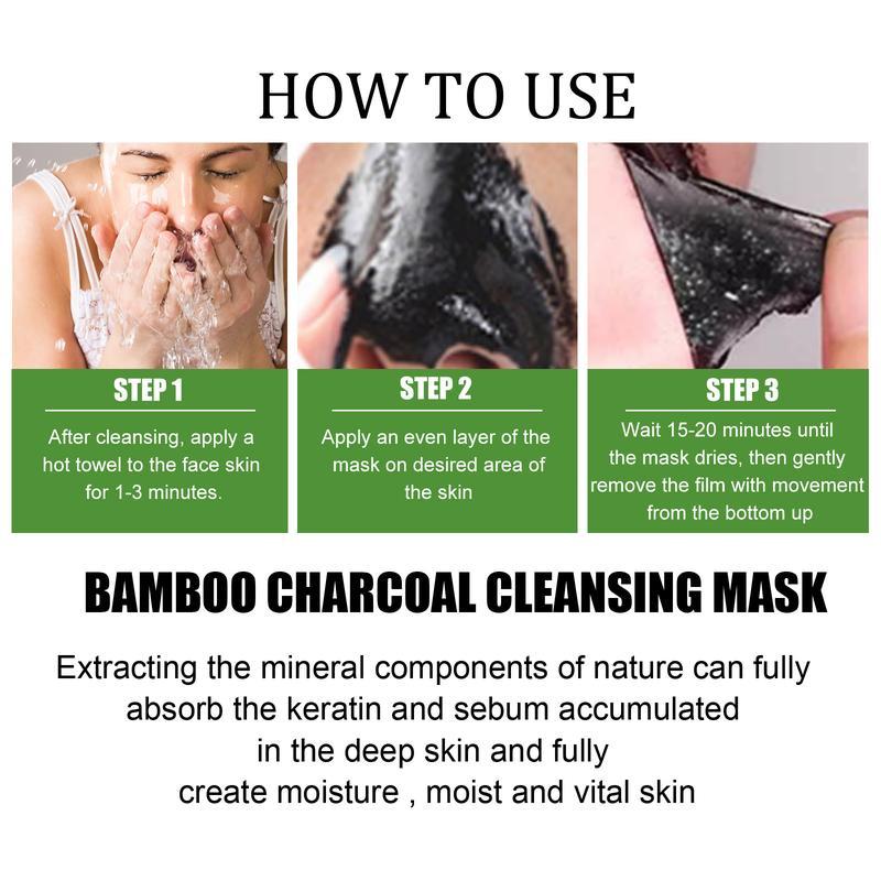 Bamboo Charcoal Facial Mask Deep Cleansing Pore Strips - Blackhead & Acne Treatment for Nose and Face, Oil Control & Anti-Blemish Care, 50g Skincare Gentle Nourishing Peel Radiant Sensitive Comfort Skin Repair Blemish Defense & Skin Repair