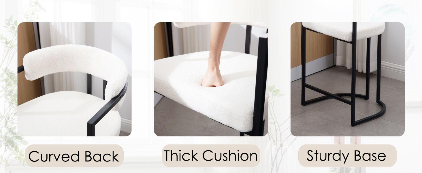 CHAIRUS 26 Inches Sherpa Modern Bar Stools Set of 2 Faux Fur Upholstered Bar Chairs with Metal Base Footrest, Kitchen Counter Chairs for Home Bar/Pub/Dining Room/Kitchen Island, White CHAIRUS 26 Inches Sherpa Modern Bar Stools Set of 2 Faux Fur Upholstered Bar Chairs with Metal Base Footrest, Kitchen Counter Chairs for Home Bar/Pub/Dining Room/Kitchen Island, White