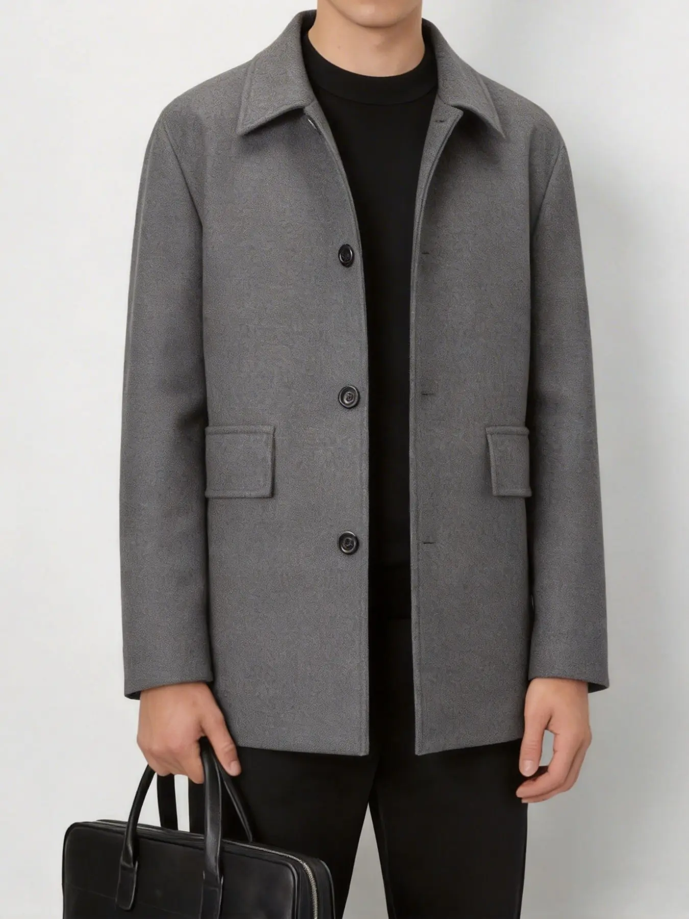 Men's Fashion Casual Sporty Straight Leg Coat, Mature Stable Middle-Aged Sunlit Uncle Style, Solid Color Classic Versatile Men's Jacket