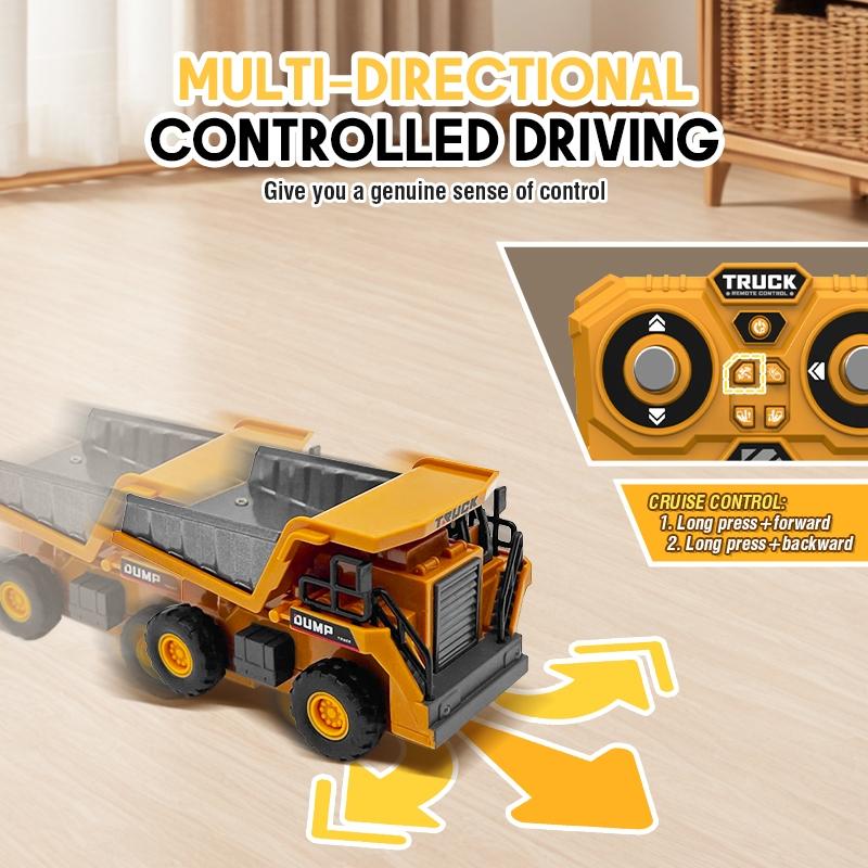 Mini Dump Mini Forklift Toy, 1:64 Scale Truck Remote Control Car with Lights, Electric Construction Vehicle Toy, Fun Birthday Christmas Gifts