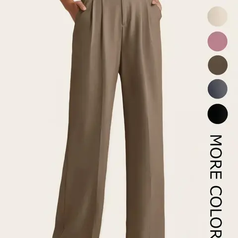 Women's Solid Pocket Pants, Comfortable Trousers, Minimalist Trousers for Work Office Daily Wear, Women's Bottoms for All Seasons, Fashion Pants, Casual Chic Bottoms, Casual Comfy Pants, Casual Style Bottoms